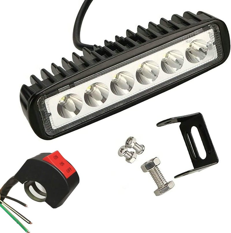 Yibid Motorcycle 18W LED Driving Work Front Fog Head Light Lamp with 3 Wire Flashing Brake Replacement for Bobber Cafe Racer Cruiser ATV Vessels Off-Road Vehicles Trucks Fire Engines SUV ATV 4WD Car - Image 1